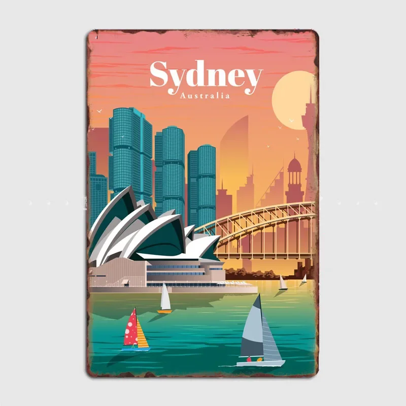 Home Bar Sydney - Póster Vintage de Metal con Diseño