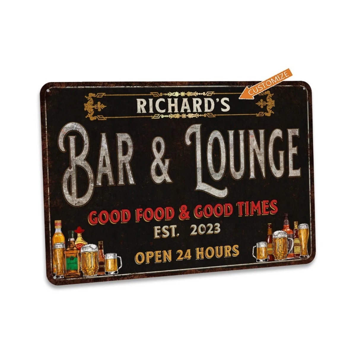 Home Bar Lounge - Letrero Personalizado para Bar y Salón,
