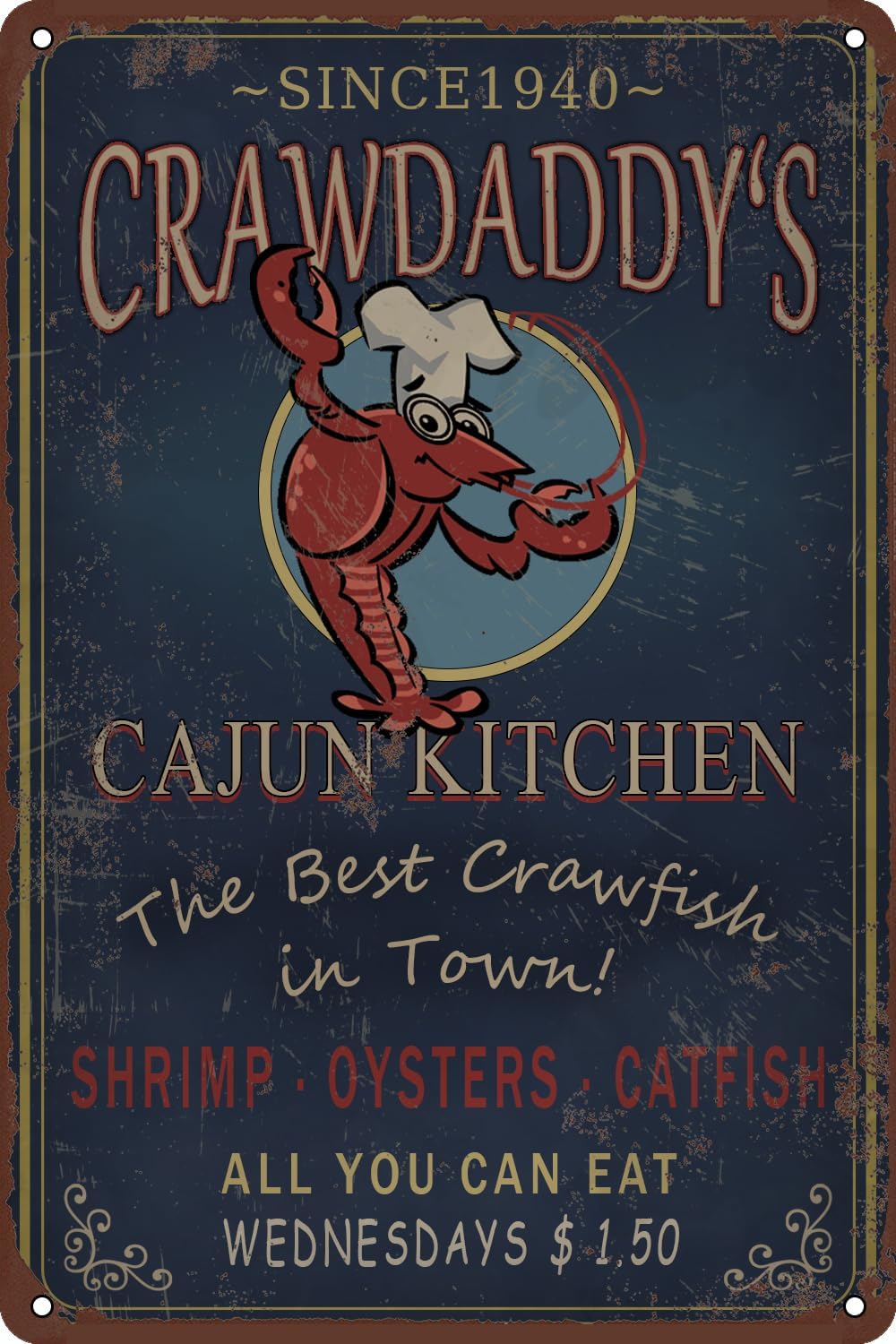 Home Bar And Restaurant - Letrero metálico de Beat Crawfish Crawdaddy's