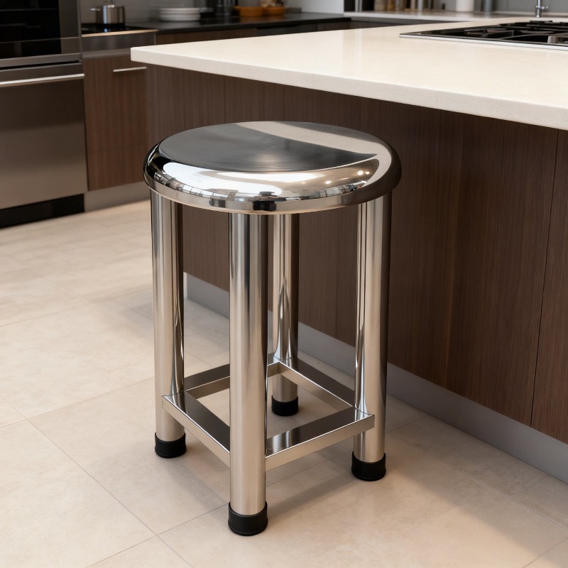 Home Bar Lounge - Taburete Redondo de Acero Inoxidable 304,