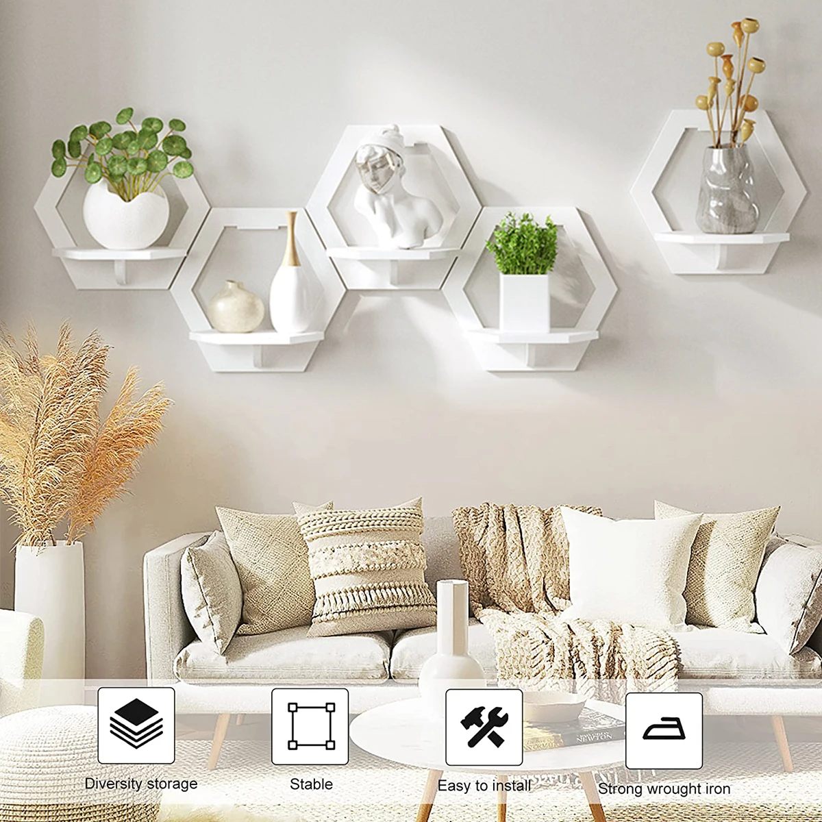 Estante de pared hexagonal sin - Home Bar Shelf reseña y precio