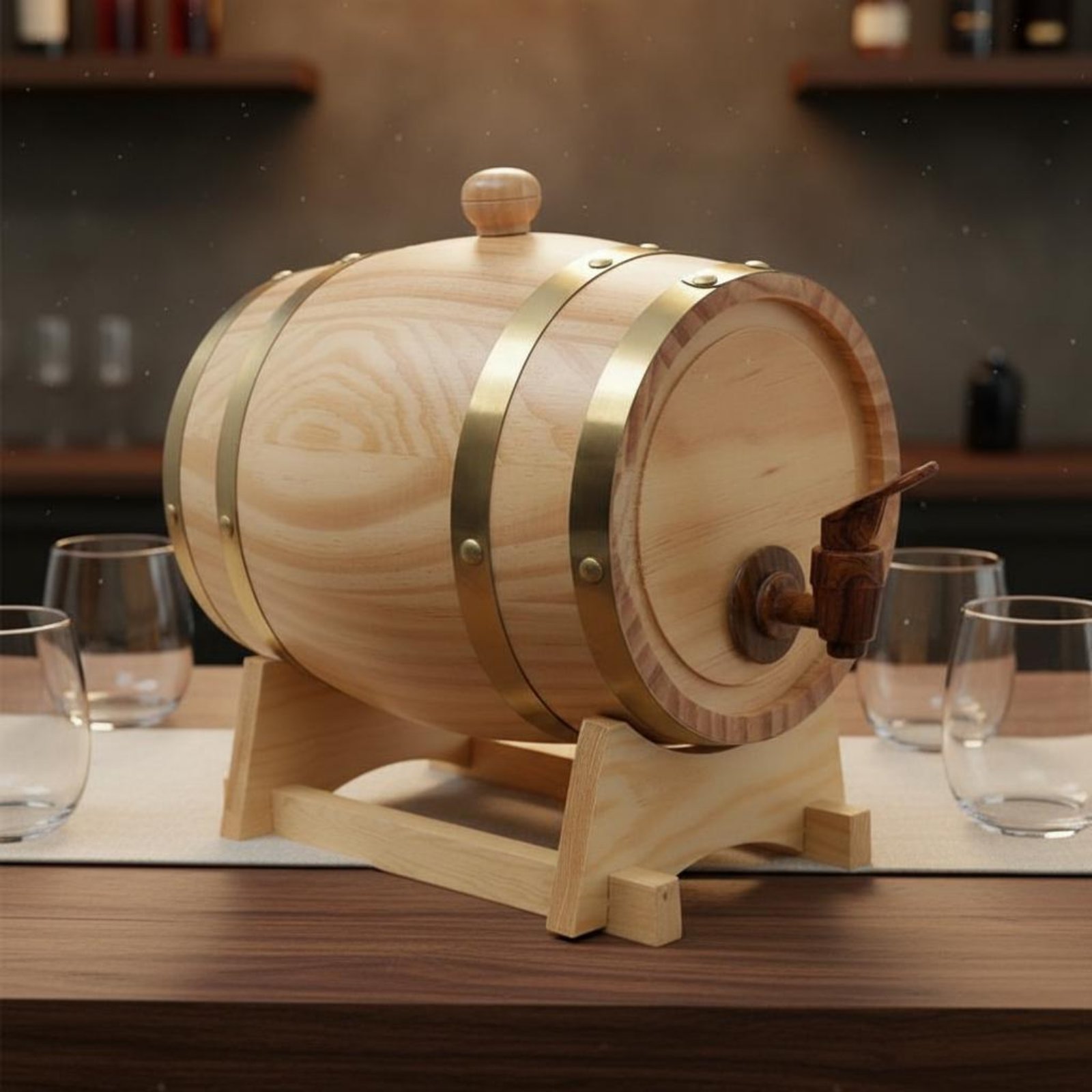 Barril de madera de abeto con  - Home Bar Stand reseña y precio