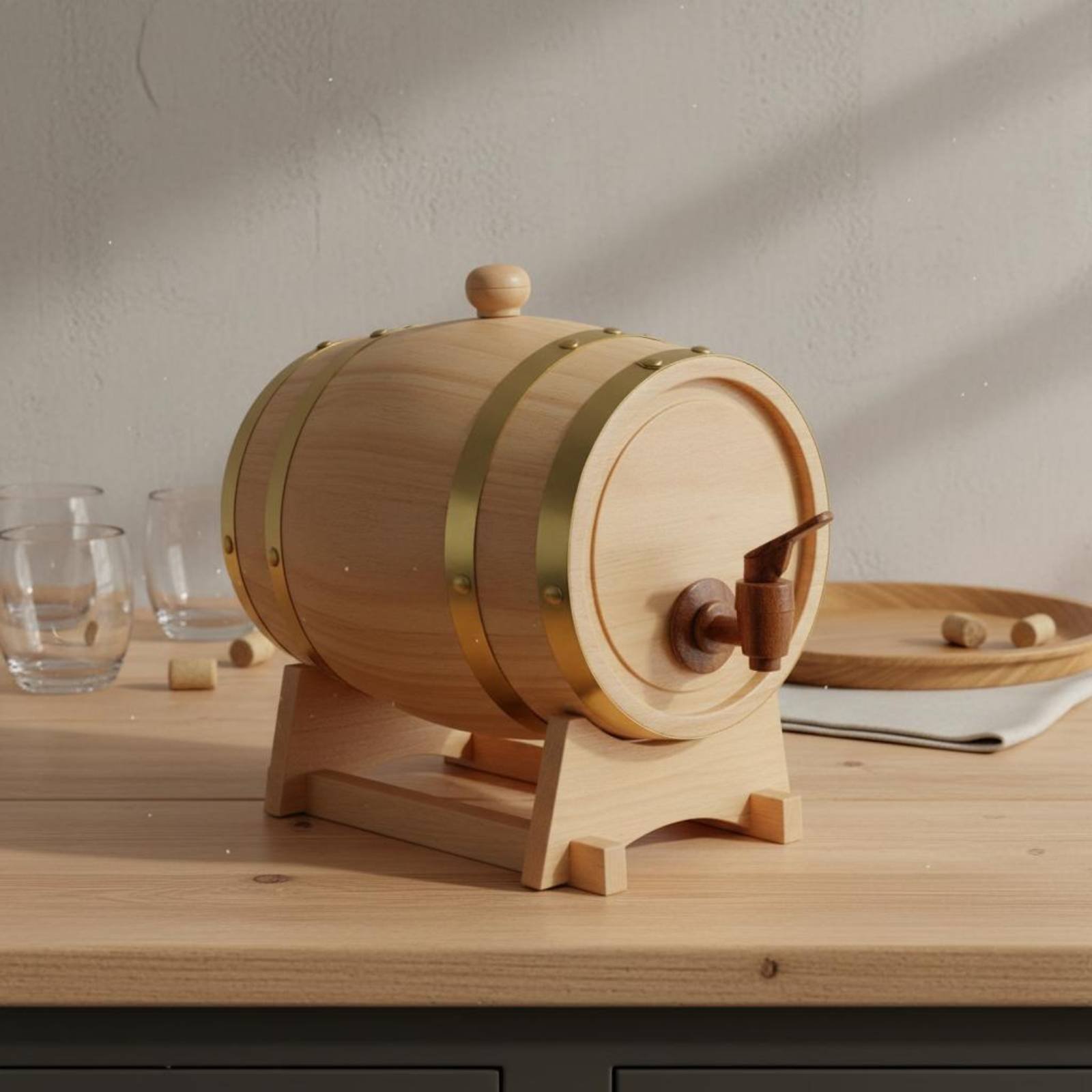 Barril de madera de abeto con  - Home Bar Stand reseña y precio